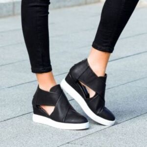 Journee Collection Black Cutout Sneakers